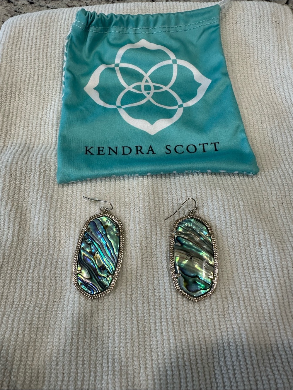Kendra Scott Iridescent Abalone Oval Dangle Earrings - Teal/Blue/Green